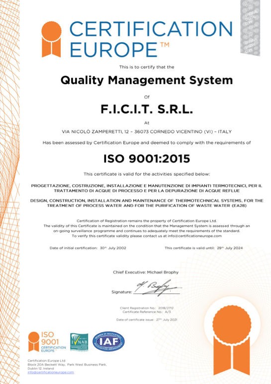 Ficit QUALITY MANAGEMENT SYSTEM<br />
ISO 9001:2015